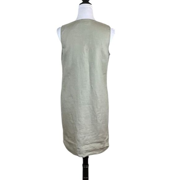 Adrienne Vittadini Lace-Up Sleeveless Tan Linen Dress, Size XS - Picture 3 of 7